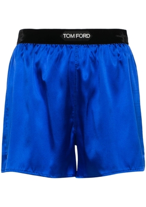 TOM FORD logo-waistband satin shorts - Blue