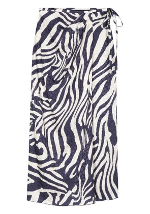 Essentiel Antwerp zebra-print satin skirt - Blue