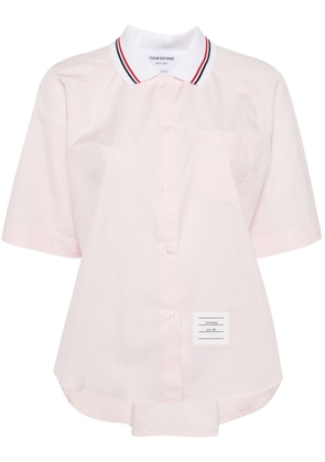 Thom Browne logo-appliqué cotton shirt - Pink