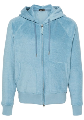 TOM FORD terry-cloth cotton hoodie - Blue