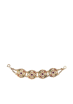 Susan Caplan Vintage 1980s floral-motif crystal-embellished bracelet - Gold