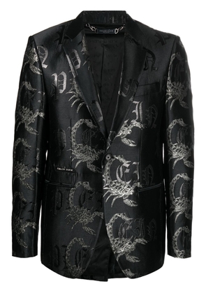 Philipp Plein monogram-pattern jacquard blazer - Black