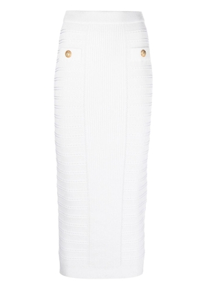Balmain ribbed-knit pencil skirt - White