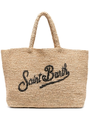 MC2 Saint Barth logo-embroidered raffia beach bag - Neutrals