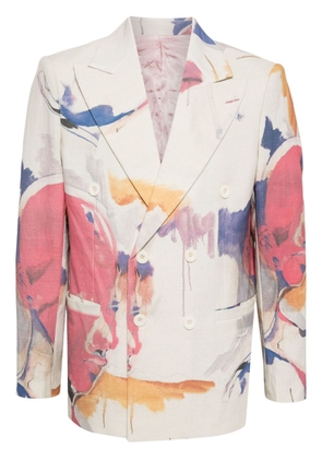 KidSuper Painting-print double-breasted jacket - White