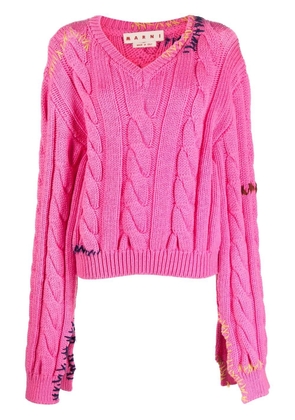 Marni embroidered cable-knit jumper - Pink