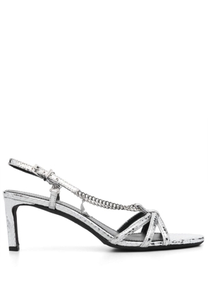 Zadig&Voltaire Sleepless 60mm embossed leather sandals - Silver