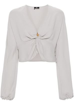 Elisabetta Franchi knot-detail crepe blouse - Grey