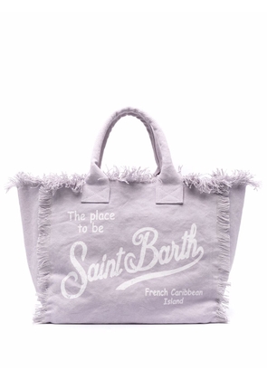 MC2 Saint Barth frayed logo-print tote bag - Purple