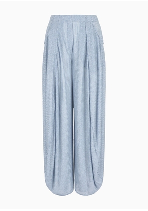 OFFICIAL STORE Linen And Viscose Jersey Wide Trousers