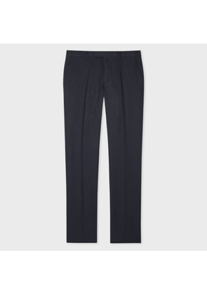 Paul Smith Navy Linen Tapered-Fit Trousers Blue