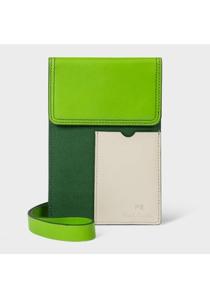 PS Paul Smith Green Leather 'Patchwork' Neck Pouch