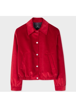 PS Paul Smith Women's Red Corduroy Bomber Jacket