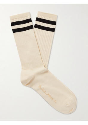 Nudie Jeans - Amundsson Striped Organic Cotton-Blend Socks - Men - Neutrals