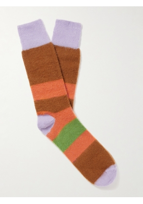 ZEGNA x The Elder Statesman - Striped Oasi Cashmere-Blend Socks - Men - Brown - EU 39-42