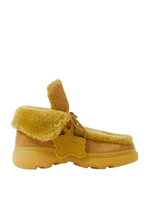 Burberry Suede-Shearling Creeper Boots