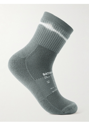 Satisfy - Tie-Dyed Ribbed Merino Wool-Blend Socks - Men - Green - EU 39/42
