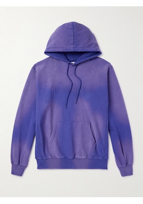 thisisneverthat - Logo-Embroidered Bleached Cotton-Jersey Hoodie - Men - Purple - S