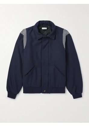 Pop Trading Company - Striped Panelled Jersey Varsity Jacket - Men - Blue - S
