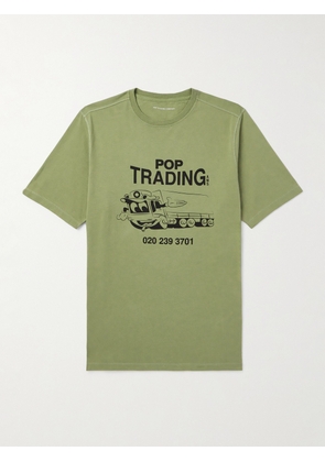 Pop Trading Company - Logo-Print Cotton-Jersey T-Shirt - Men - Green - S