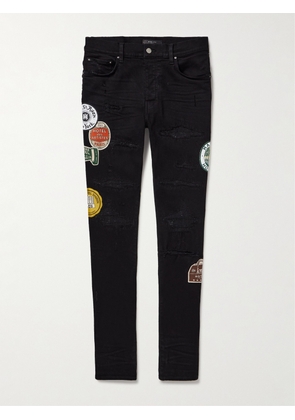 AMIRI - Skinny-Fit Appliquéd Distressed Jeans - Men - Black - UK/US 29