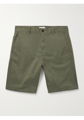 NN07 - Crown 1090 Straight-Leg Brushed Organic Cotton-Blend Twill Shorts - Men - Green - UK/US 28