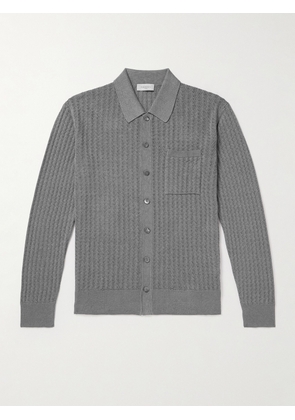 PIACENZA 1733 - Pointelle-Knit Silk and Linen-Blend Shirt - Men - Gray - IT 44