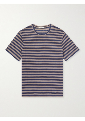 Mr P. - Striped Linen T-Shirt - Men - Blue - XS