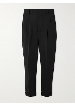 AMI PARIS - Tapered Cropped Pleated Twill Trousers - Men - Black - FR 36