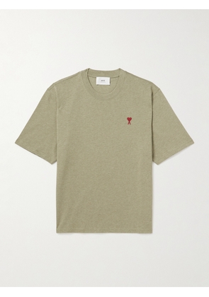 AMI PARIS - Logo-Embroidered Cotton-Jersey T-Shirt - Men - Green - XS