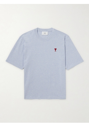 AMI PARIS - Logo-Embroidered Cotton-Jersey T-Shirt - Men - Blue - XS