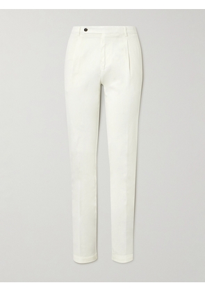 Thom Sweeney - Straight-Leg Pleated Lyocell and Cotton-Blend Twill Trousers - Men - White - IT 46