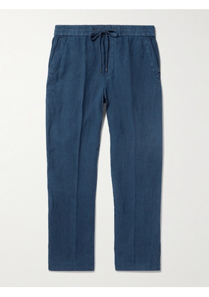 James Perse - Straight-Leg Garment-Dyed Linen Drawstring Trousers - Men - Blue - 1