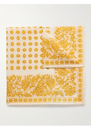 Anderson & Sheppard - Floral-Print Cashmere Pocket Square - Men - Yellow