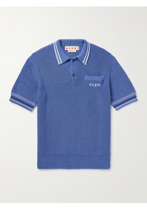 Marni - Logo-Embroidered Striped Cotton Polo Shirt - Men - Blue - IT 46