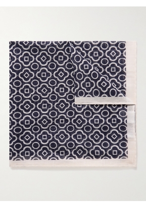 Anderson & Sheppard - Printed Cotton-Voile Pocket Square - Men - Blue