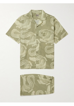 Desmond & Dempsey - Camp-Collar Printed Cotton Pyjama Set - Men - Green - S