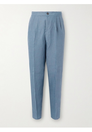 Brunello Cucinelli - Straight-Leg Pleated Linen Suit Trousers - Men - Blue - IT 46