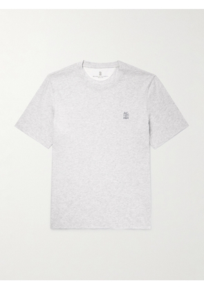 Brunello Cucinelli - Logo-Print Cotton-Jersey T-Shirt - Men - Gray - XS