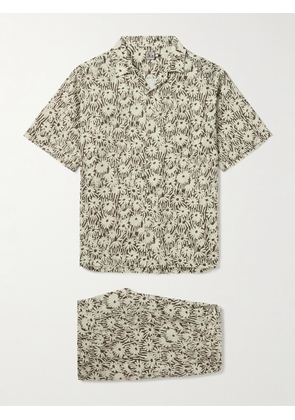 Desmond & Dempsey - Camp-Collar Floral-Print Linen Pyjama Set - Men - Neutrals - S