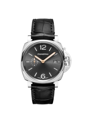 Panerai Stainless Steel And Alligator Leather Luminor Due Watch 42Mm
