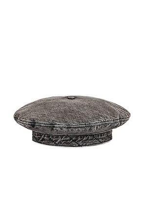 Ganni Quilt Denim Hat in Sharkskin - Black. Size XS/S (also in ).
