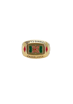 Casablanca Tennis Club Ring in Gold & Green - Metallic Gold. Size L (also in M).