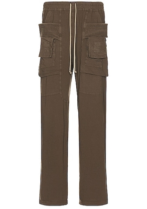DRKSHDW by Rick Owens Creatch Cargo Drawstring Pants in Dust - Brown. Size L (also in M, XL/1X).