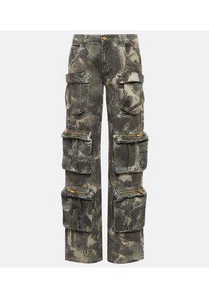 Blumarine Printed low-rise denim cargo pants