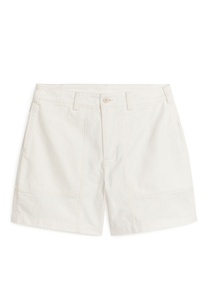 Cotton Utility Shorts - White