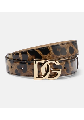 Dolce&Gabbana DG leopard-print leather belt