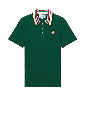 Casablanca Primary Stripe Knit Collar Classic Polo in Green - Green. Size M (also in S).