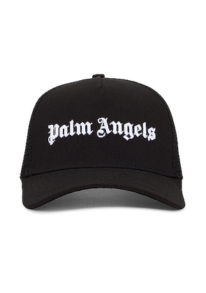 Palm Angels Classic Logo Trucker Cap in Black - Black. Size all.