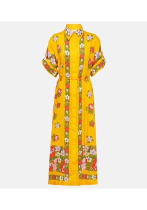 Alémais Belted floral linen shirt dress